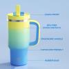 image32 oz Tumbler with Handle and Straw Stainless Steel Insulated Tumbler Keeps Cold for 24 Hours Leakproof Travel Cup Fits in Cup Holder and BPAFree Beaucoup BlueSoft Lagoon