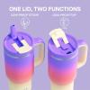image32 oz Tumbler with Handle and Straw Stainless Steel Insulated Tumbler Keeps Cold for 24 Hours Leakproof Travel Cup Fits in Cup Holder and BPAFree Beaucoup BluePeach Dream