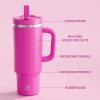 image32 oz Tumbler with Handle and Straw Stainless Steel Insulated Tumbler Keeps Cold for 24 Hours Leakproof Travel Cup Fits in Cup Holder and BPAFree Beaucoup BluePersian Rose