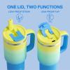 image32 oz Tumbler with Handle and Straw Stainless Steel Insulated Tumbler Keeps Cold for 24 Hours Leakproof Travel Cup Fits in Cup Holder and BPAFree Beaucoup BlueSoft Lagoon
