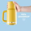 image32 oz Tumbler with Handle and Straw Stainless Steel Insulated Tumbler Keeps Cold for 24 Hours Leakproof Travel Cup Fits in Cup Holder and BPAFree Beaucoup BlueElfin Yellow