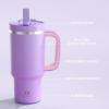 image32 oz Tumbler with Handle and Straw Stainless Steel Insulated Tumbler Keeps Cold for 24 Hours Leakproof Travel Cup Fits in Cup Holder and BPAFree Beaucoup BlueMauve