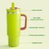 image32 oz Tumbler with Handle and Straw Stainless Steel Insulated Tumbler Keeps Cold for 24 Hours Leakproof Travel Cup Fits in Cup Holder and BPAFree Beaucoup BlueAcid Green