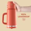 image32 oz Tumbler with Handle and Straw Stainless Steel Insulated Tumbler Keeps Cold for 24 Hours Leakproof Travel Cup Fits in Cup Holder and BPAFree Beaucoup BlueTawny Orange