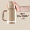 image32 oz Tumbler with Handle and Straw Stainless Steel Insulated Tumbler Keeps Cold for 24 Hours Leakproof Travel Cup Fits in Cup Holder and BPAFree Beaucoup BlueRaw Umber