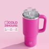 image32 oz Tumbler with Handle and Straw Stainless Steel Insulated Tumbler Keeps Cold for 24 Hours Leakproof Travel Cup Fits in Cup Holder and BPAFree Beaucoup BluePersian Rose