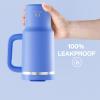 image32 oz Tumbler with Handle and Straw Stainless Steel Insulated Tumbler Keeps Cold for 24 Hours Leakproof Travel Cup Fits in Cup Holder and BPAFree Beaucoup BlueCornflower Blue