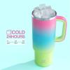 image32 oz Tumbler with Handle and Straw Stainless Steel Insulated Tumbler Keeps Cold for 24 Hours Leakproof Travel Cup Fits in Cup Holder and BPAFree Beaucoup BlueLime Sorbet