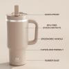 image32 oz Tumbler with Handle and Straw Stainless Steel Insulated Tumbler Keeps Cold for 24 Hours Leakproof Travel Cup Fits in Cup Holder and BPAFree Beaucoup BlueRaw Umber