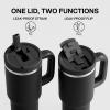 image32 oz Tumbler with Handle and Straw Stainless Steel Insulated Tumbler Keeps Cold for 24 Hours Leakproof Travel Cup Fits in Cup Holder and BPAFree Beaucoup BlueBlack Night
