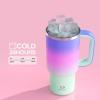 image32 oz Tumbler with Handle and Straw Stainless Steel Insulated Tumbler Keeps Cold for 24 Hours Leakproof Travel Cup Fits in Cup Holder and BPAFree Beaucoup BlueFrosted Lilac