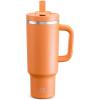 image32 oz Tumbler with Handle and Straw Stainless Steel Insulated Tumbler Keeps Cold for 24 Hours Leakproof Travel Cup Fits in Cup Holder and BPAFree Beaucoup BlueModerate Orange