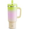 image32 oz Tumbler with Handle and Straw Stainless Steel Insulated Tumbler Keeps Cold for 24 Hours Leakproof Travel Cup Fits in Cup Holder and BPAFree Beaucoup BlueMorning Dew