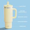 image32 oz Tumbler with Handle and Straw Stainless Steel Insulated Tumbler Keeps Cold for 24 Hours Leakproof Travel Cup Fits in Cup Holder and BPAFree Beaucoup BlueLight Vanilla