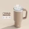 image32 oz Tumbler with Handle and Straw Stainless Steel Insulated Tumbler Keeps Cold for 24 Hours Leakproof Travel Cup Fits in Cup Holder and BPAFree Beaucoup BlueRaw Umber