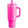 image32 oz Tumbler with Handle and Straw Stainless Steel Insulated Tumbler Keeps Cold for 24 Hours Leakproof Travel Cup Fits in Cup Holder and BPAFree Beaucoup BluePersian Rose