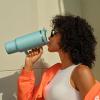 image32 oz Tumbler with Handle and Straw Stainless Steel Insulated Tumbler Keeps Cold for 24 Hours Leakproof Travel Cup Fits in Cup Holder and BPAFree Beaucoup BluePewter Blue