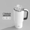 image32 oz Tumbler with Handle and Straw Stainless Steel Insulated Tumbler Keeps Cold for 24 Hours Leakproof Travel Cup Fits in Cup Holder and BPAFree Beaucoup BluePolar White