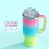 image32 oz Tumbler with Handle and Straw Stainless Steel Insulated Tumbler Keeps Cold for 24 Hours Leakproof Travel Cup Fits in Cup Holder and BPAFree Beaucoup BlueLime Sorbet