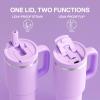 image32 oz Tumbler with Handle and Straw Stainless Steel Insulated Tumbler Keeps Cold for 24 Hours Leakproof Travel Cup Fits in Cup Holder and BPAFree Beaucoup BlueLavender
