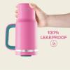 image32 oz Tumbler with Handle and Straw Stainless Steel Insulated Tumbler Keeps Cold for 24 Hours Leakproof Travel Cup Fits in Cup Holder and BPAFree Beaucoup BlueLight Crimson