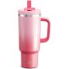 image32 oz Tumbler with Handle and Straw Stainless Steel Insulated Tumbler Keeps Cold for 24 Hours Leakproof Travel Cup Fits in Cup Holder and BPAFree Beaucoup BlueFlamingo