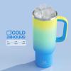 image32 oz Tumbler with Handle and Straw Stainless Steel Insulated Tumbler Keeps Cold for 24 Hours Leakproof Travel Cup Fits in Cup Holder and BPAFree Beaucoup BlueSoft Lagoon