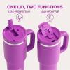 image32 oz Tumbler with Handle and Straw Stainless Steel Insulated Tumbler Keeps Cold for 24 Hours Leakproof Travel Cup Fits in Cup Holder and BPAFree Beaucoup BlueBright Magenta