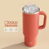 image32 oz Tumbler with Handle and Straw Stainless Steel Insulated Tumbler Keeps Cold for 24 Hours Leakproof Travel Cup Fits in Cup Holder and BPAFree Beaucoup BlueTawny Orange