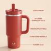 image32 oz Tumbler with Handle and Straw Stainless Steel Insulated Tumbler Keeps Cold for 24 Hours Leakproof Travel Cup Fits in Cup Holder and BPAFree Beaucoup BlueMedium Carmine