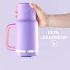 image32 oz Tumbler with Handle and Straw Stainless Steel Insulated Tumbler Keeps Cold for 24 Hours Leakproof Travel Cup Fits in Cup Holder and BPAFree Beaucoup BlueMauve
