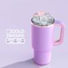 image32 oz Tumbler with Handle and Straw Stainless Steel Insulated Tumbler Keeps Cold for 24 Hours Leakproof Travel Cup Fits in Cup Holder and BPAFree Beaucoup BlueMauve