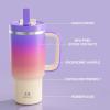 image32 oz Tumbler with Handle and Straw Stainless Steel Insulated Tumbler Keeps Cold for 24 Hours Leakproof Travel Cup Fits in Cup Holder and BPAFree Beaucoup BluePeach Dream