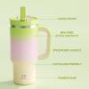 image32 oz Tumbler with Handle and Straw Stainless Steel Insulated Tumbler Keeps Cold for 24 Hours Leakproof Travel Cup Fits in Cup Holder and BPAFree Beaucoup BlueMorning Dew