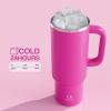 image32 oz Tumbler with Handle and Straw Stainless Steel Insulated Tumbler Keeps Cold for 24 Hours Leakproof Travel Cup Fits in Cup Holder and BPAFree Beaucoup BluePersian Rose