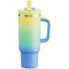 image32 oz Tumbler with Handle and Straw Stainless Steel Insulated Tumbler Keeps Cold for 24 Hours Leakproof Travel Cup Fits in Cup Holder and BPAFree Beaucoup BlueSoft Lagoon