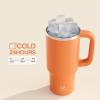 image32 oz Tumbler with Handle and Straw Stainless Steel Insulated Tumbler Keeps Cold for 24 Hours Leakproof Travel Cup Fits in Cup Holder and BPAFree Beaucoup BlueModerate Orange