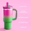 image32 oz Tumbler with Handle and Straw Stainless Steel Insulated Tumbler Keeps Cold for 24 Hours Leakproof Travel Cup Fits in Cup Holder and BPAFree Beaucoup BlueFuchsia