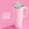 image32 oz Tumbler with Handle and Straw Stainless Steel Insulated Tumbler Keeps Cold for 24 Hours Leakproof Travel Cup Fits in Cup Holder and BPAFree Beaucoup BlueCotton Candy