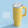 image32 oz Tumbler with Handle and Straw Stainless Steel Insulated Tumbler Keeps Cold for 24 Hours Leakproof Travel Cup Fits in Cup Holder and BPAFree Beaucoup BlueElfin Yellow
