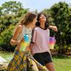 image32 oz Tumbler with Handle and Straw Stainless Steel Insulated Tumbler Keeps Cold for 24 Hours Leakproof Travel Cup Fits in Cup Holder and BPAFree Beaucoup BluePeach Dream