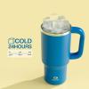 image32 oz Tumbler with Handle and Straw Stainless Steel Insulated Tumbler Keeps Cold for 24 Hours Leakproof Travel Cup Fits in Cup Holder and BPAFree Beaucoup BlueCeltic Blue