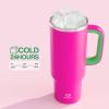 image32 oz Tumbler with Handle and Straw Stainless Steel Insulated Tumbler Keeps Cold for 24 Hours Leakproof Travel Cup Fits in Cup Holder and BPAFree Beaucoup BlueKnockout Pink