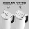 image32 oz Tumbler with Handle and Straw Stainless Steel Insulated Tumbler Keeps Cold for 24 Hours Leakproof Travel Cup Fits in Cup Holder and BPAFree Beaucoup BluePolar White