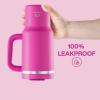 image32 oz Tumbler with Handle and Straw Stainless Steel Insulated Tumbler Keeps Cold for 24 Hours Leakproof Travel Cup Fits in Cup Holder and BPAFree Beaucoup BluePersian Rose