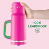 image32 oz Tumbler with Handle and Straw Stainless Steel Insulated Tumbler Keeps Cold for 24 Hours Leakproof Travel Cup Fits in Cup Holder and BPAFree Beaucoup BlueKnockout Pink