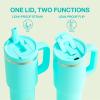 image32 oz Tumbler with Handle and Straw Stainless Steel Insulated Tumbler Keeps Cold for 24 Hours Leakproof Travel Cup Fits in Cup Holder and BPAFree Beaucoup BlueAquamarine Blue
