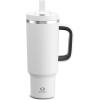 image32 oz Tumbler with Handle and Straw Stainless Steel Insulated Tumbler Keeps Cold for 24 Hours Leakproof Travel Cup Fits in Cup Holder and BPAFree Beaucoup BluePolar White