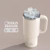 image32 oz Tumbler with Handle and Straw Stainless Steel Insulated Tumbler Keeps Cold for 24 Hours Leakproof Travel Cup Fits in Cup Holder and BPAFree Beaucoup BlueCream Moon