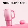 image32 oz Tumbler with Handle and Straw Stainless Steel Insulated Tumbler Keeps Cold for 24 Hours Leakproof Travel Cup Fits in Cup Holder and BPAFree Beaucoup BlueFlamingo